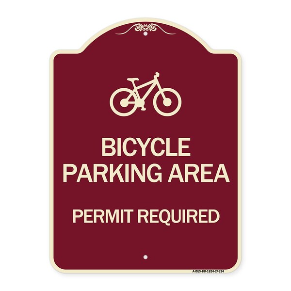 Bicycle Parking Area Permit Required W/ Graphic Heavy-Gauge Aluminum Sign, 24" x 18", BU-1824-24324